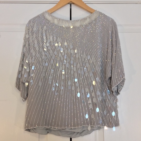 Vintage 80βs Silk Beaded Formal Top, Size Large - Picture 12 of 17